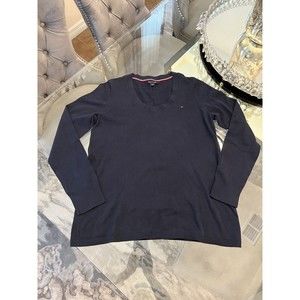 Tommy Hilfiger Sweater Womens‎ Small Navy Blue Casual Pullover Sweatshirt Cotton